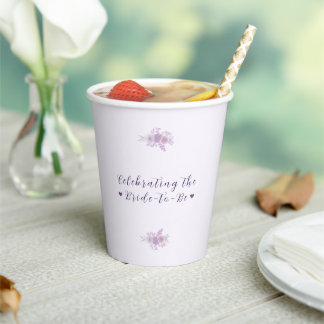 Moderne Amethyst Florale Brautparty individuell an Pappbecher