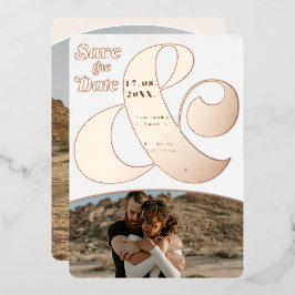 Moderne Ampere und 2 Fotos Save the Date Rose Gold Folieneinladung