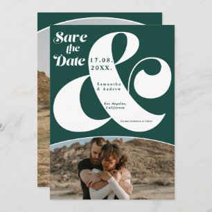 Moderne Ampere und grüne 2 Fotos Save the Date