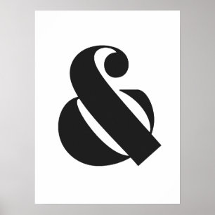 Moderne Ampersand Schwarz-Weiß-Typografie Print Poster