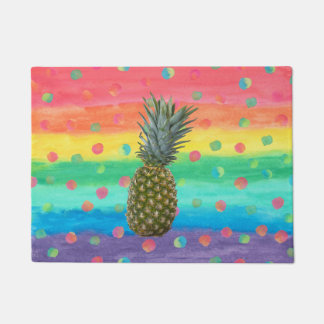 Moderne Ananas-Aquarell-Streifen und Stellen Fußmatte