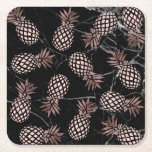 Moderne Ananas aus schwarzem Marmor Rose Rechteckiger Pappuntersetzer<br><div class="desc">Stilvolles und trendiges Design mit Imitaten Rose Gold Ananas Muster und schwarzem Marmor.</div>