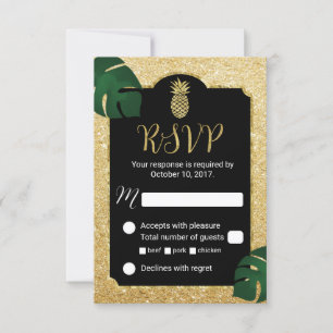 Moderne Ananas Gold Tropical Wedding RSVP
