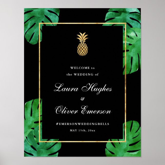 Moderne Ananas-Hochzeit - Begrüßung Poster (Vorne)