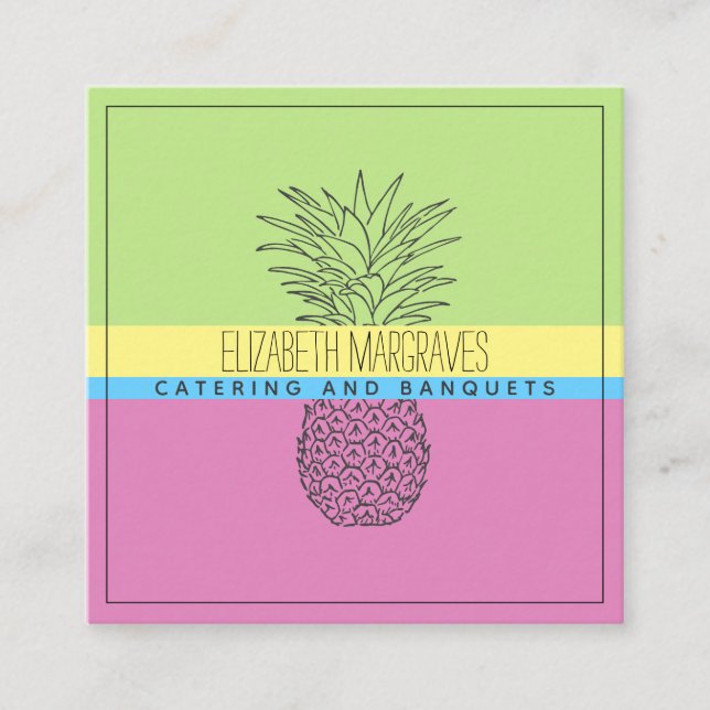 Moderne Ananas Illustration Catering Koch Quadratische Visitenkarte (Vorderseite)
