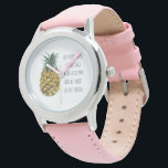 Moderne Ananas mit Aquarellfarbe & positives Zitat Armbanduhr<br><div class="desc">Moderne Ananas mit Aquarellfarbe & positives Zitat</div>