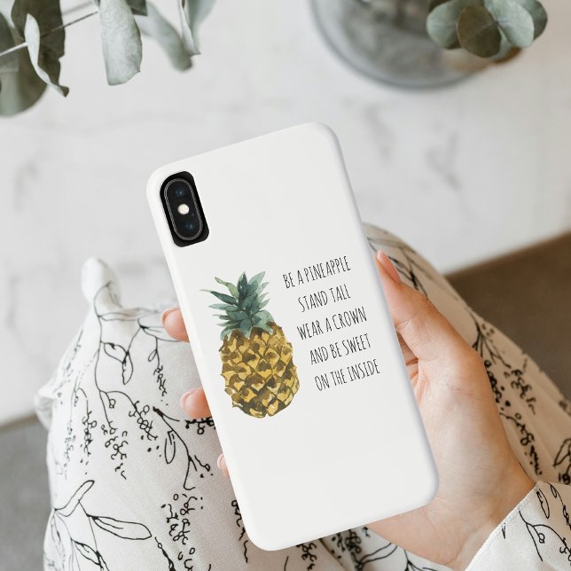 Moderne Ananas mit Aquarellfarbe & positives Zitat Case-Mate iPhone Hülle (Von Creator hochgeladen)