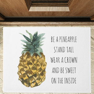 Moderne Ananas mit Aquarellfarbe & positives Zitat Fußmatte