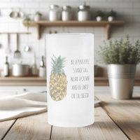 Moderne Ananas mit Aquarellfarbe & positives Zitat