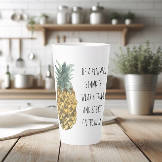 Moderne Ananas mit Aquarellfarbe & positives Zitat Milchtasse (Von Creator hochgeladen)