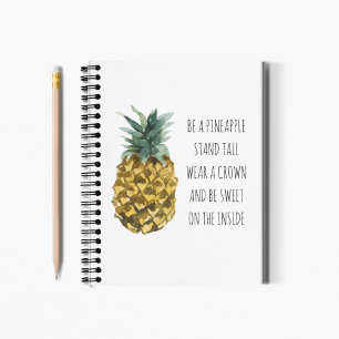Moderne Ananas mit Aquarellfarbe & positives Zitat Notizbuch