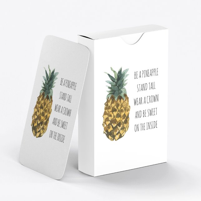 Moderne Ananas mit Aquarellfarbe & positives Zitat Spielkarten (Von Creator hochgeladen)