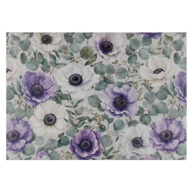 Moderne Anemone- und Eukalyptus-Gestaltung Schneidebrett (Vorderseite)