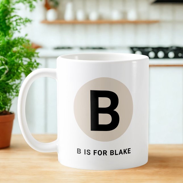 Moderne Anfangs-Tasse – „B ist für [Name]“-Design Kaffeetasse (Von Creator hochgeladen)