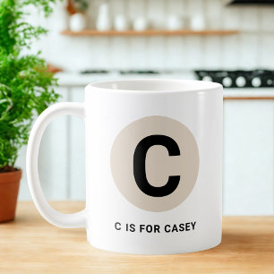Moderne Anfangs-Tasse – „C steht für [Name]“-Desig Kaffeetasse