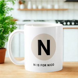 Moderne Anfangs-Tasse – „N ist für [Name]“-Design Kaffeetasse