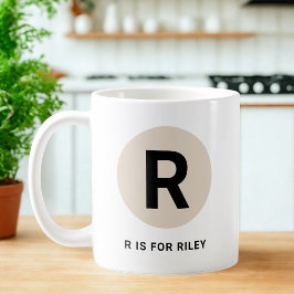 Moderne Anfangsbuchstabe-Tasse – „R steht für [Nam Kaffeetasse