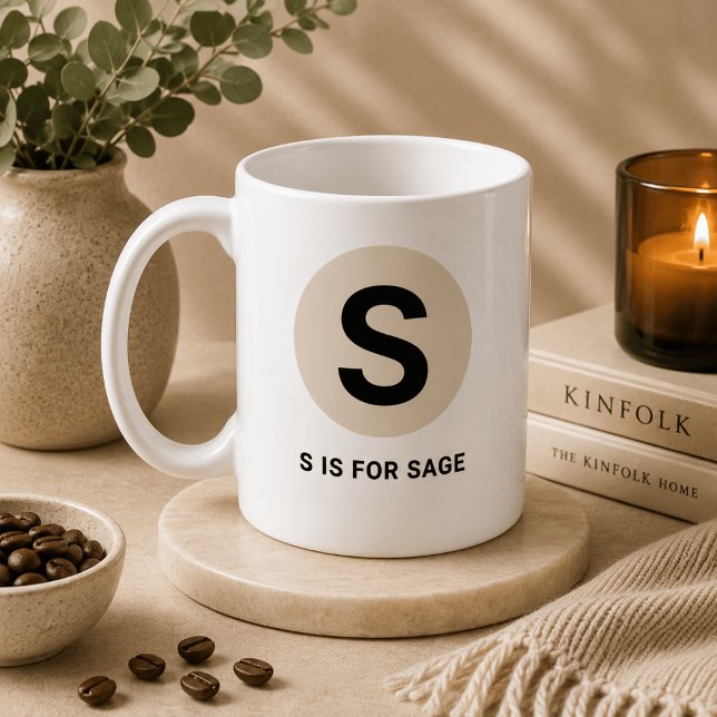 Moderne Anfangsbuchstabe-Tasse – „S steht für [Nam Kaffeetasse (Von Creator hochgeladen)