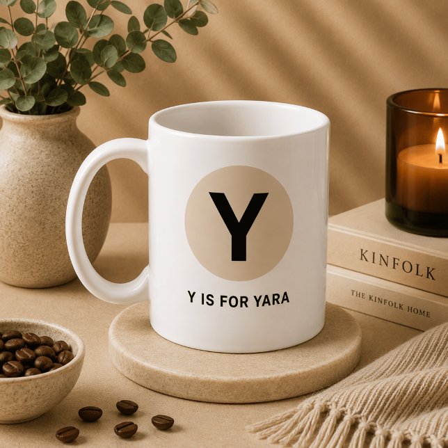 Moderne Anfangsbuchstabe-Tasse – „Y steht für [Nam Kaffeetasse (Von Creator hochgeladen)