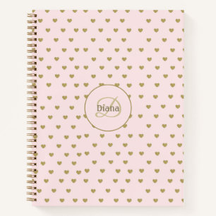Moderne Anfangsbuchstaben in Blush-Pink, elegantes Notizbuch