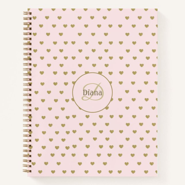 Moderne Anfangsbuchstaben in Blush-Pink, elegantes Notizbuch (Vorderseite)