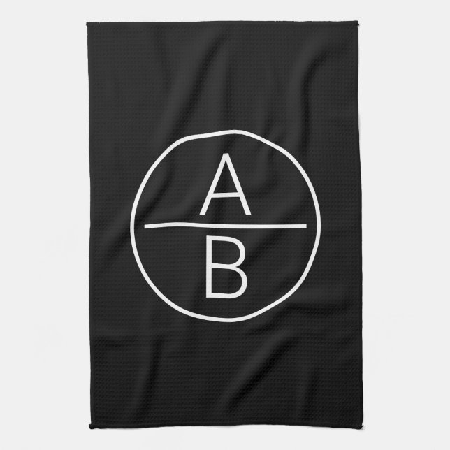 Moderne Anfangsbuchstaben-Monogramm Geschirrtuch (Vertikal)