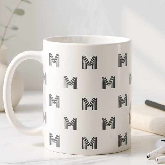 Moderne Anfangsbuchstaben-Monogramm-Muster Minimal Kaffeetasse (Von Creator hochgeladen)