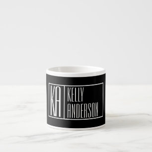 Moderne Anfangsbuchstaben und Namenslogo Schwarz Espressotasse