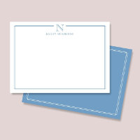 Moderne Anfangsmonogramm-Briefpapier mit blauem Ra