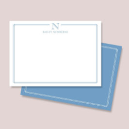 Moderne Anfangsmonogramm-Schreibwaren mit blauem R Mitteilungskarte