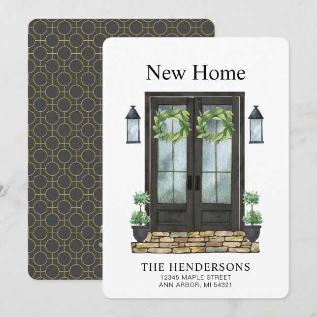 Moderne Ankündigung der neuen Zuhause Watercolor M (Vorne/Hinten)