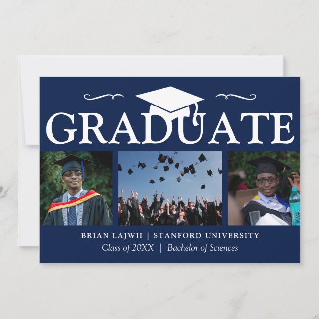 Moderne Ankündigung des 3-Foto-Abschlusses (Vorderseite)