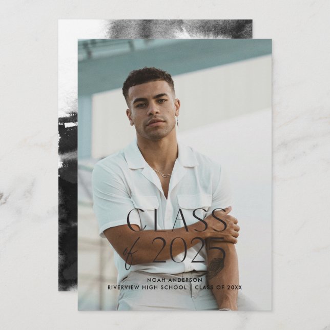 Moderne Ankündigung des Abschlusses "Simple Black  (Vorne/Hinten)