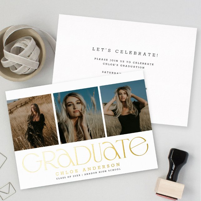 Moderne Ankündigung des Abschlusses White Gold 3 F (Von Creator hochgeladen)