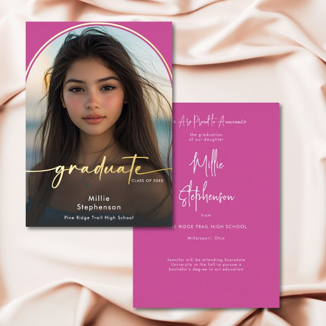 Moderne Ankündigung des Minimal Pink Foil Abschlus (Von Creator hochgeladen)