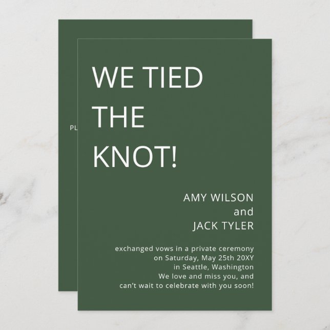 Moderne Ankündigung einer Grüne Hochzeit (Vorne/Hinten)