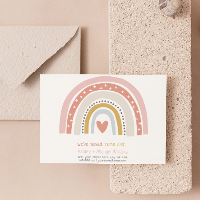 Moderne Ankündigung von Boho Pink Rainbow Moving (Get into the holiday spirit with a heartfelt christmas post card! 🎅)