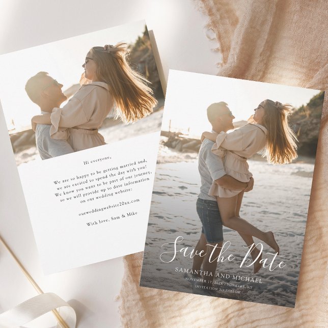 Moderne Ankündigung von Hochzeiten im Foto Save th (Modern 2 Photos Overlay Wedding Save the Date)