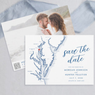 Moderne Annapolis Chesapeake Bay Karte Hochzeit