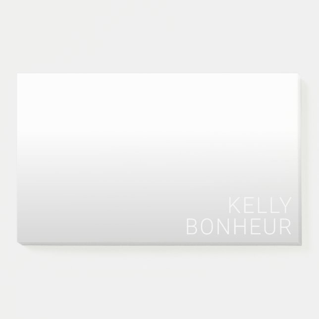 Moderne anpassbare Name | Grauer Gradient Post-it Klebezettel (Vorderseite)