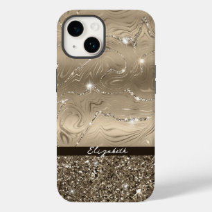 Moderne antike Gold Imitate Glitzer Monogram Case