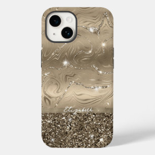 Moderne antike Gold Imitate Glitzer Monogram Case