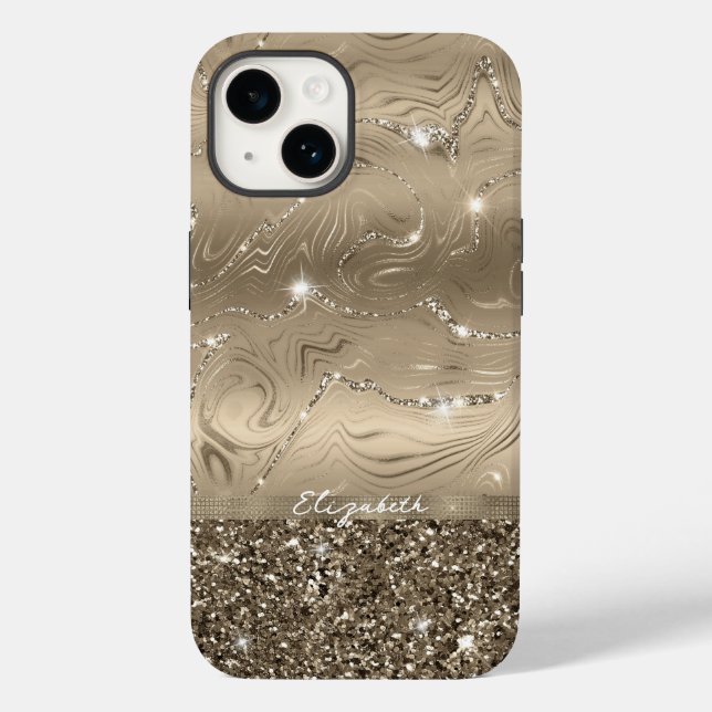 Moderne antike Gold Imitate Glitzer Monogram Case (Rückseite)