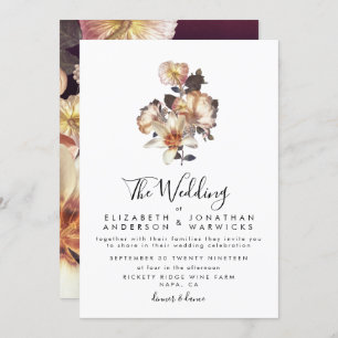 Moderne antike Vintage Blumenhochzeit Einladung