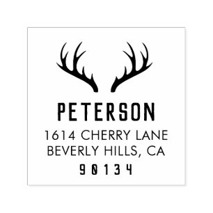 Moderne Antler Vintage Rücksendeadresse Briefmarke Permastempel