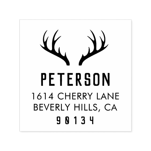 Moderne Antler Vintage Rücksendeadresse Briefmarke Permastempel (Design)