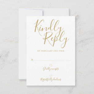 Moderne Antwortkarte mit goldener Unterschrift RSVP Karte