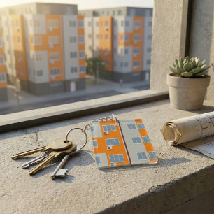 Moderne Apartment-Wohnanlage mit Klimaanlagen Schlüsselanhänger