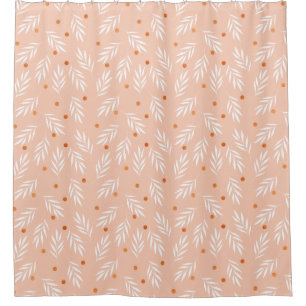 Moderne Apricot-Rosa Blätter Muster Duschvorhang