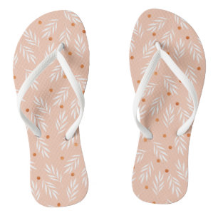 Moderne Apricot-Rosa Blätter Muster Flip Flops